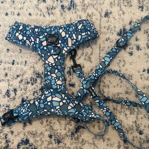 Sassy Woof Blue Santorini Mosaic Dog Harness & Leash Set